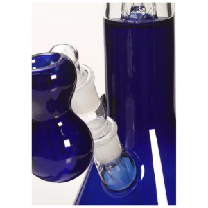 Black Leaf Percolator Glass Bong Blue